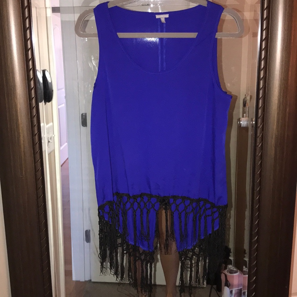 Royal blue high low open back tank